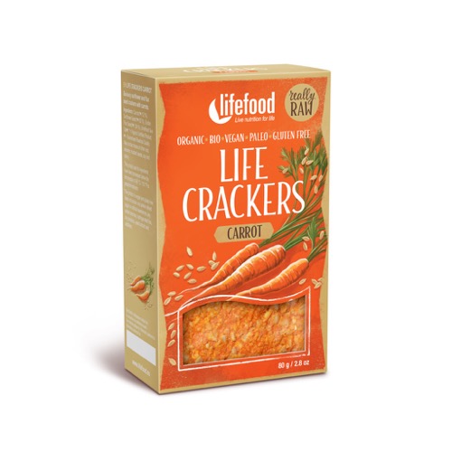 Lifefood Crackers wortel glutenvrij bio & raw 80g
